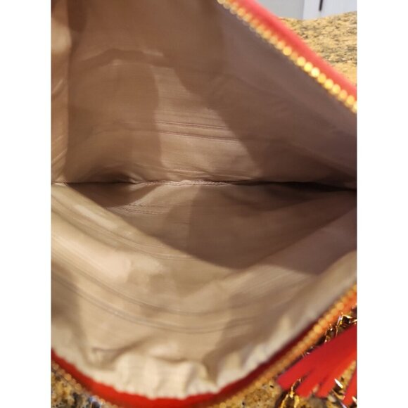 Hogan‎ Pink Leather Clutch Crossbody Bag Gold Chain Studded Tassel - Picture 4 of 5